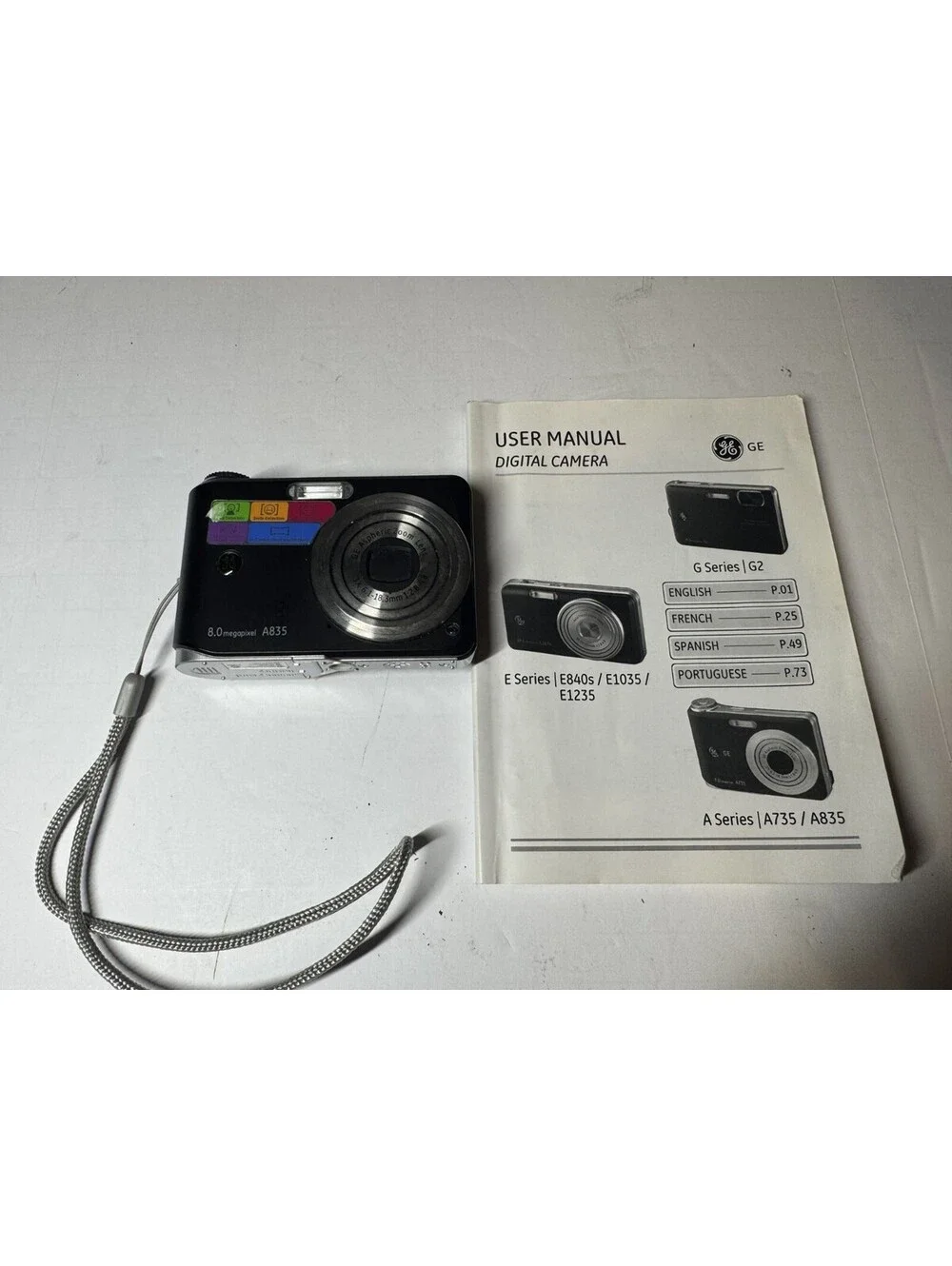 GE A835 8.0MP Black Digital Camera 3x Optical Zoom Tested Powers On Vintage Y2K